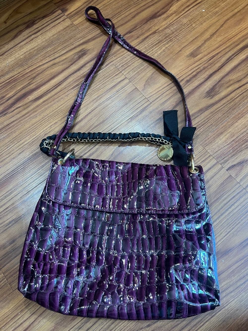 Gianni Bini Purple Croc-Embossed Shoulder Bag